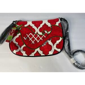 NWT Vintage Brighton Retro Style Canvas Leather Trim Crossbody Shoulder Bag